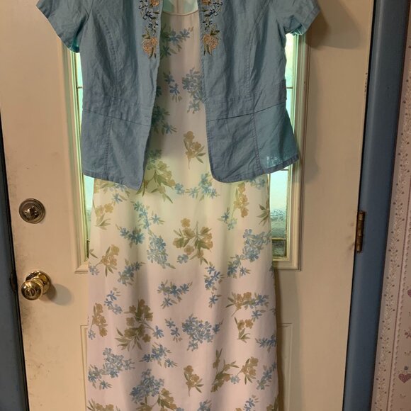Studio Ease Dresses & Skirts - Women's 2 Piece Cream Floral with Teal Jacket